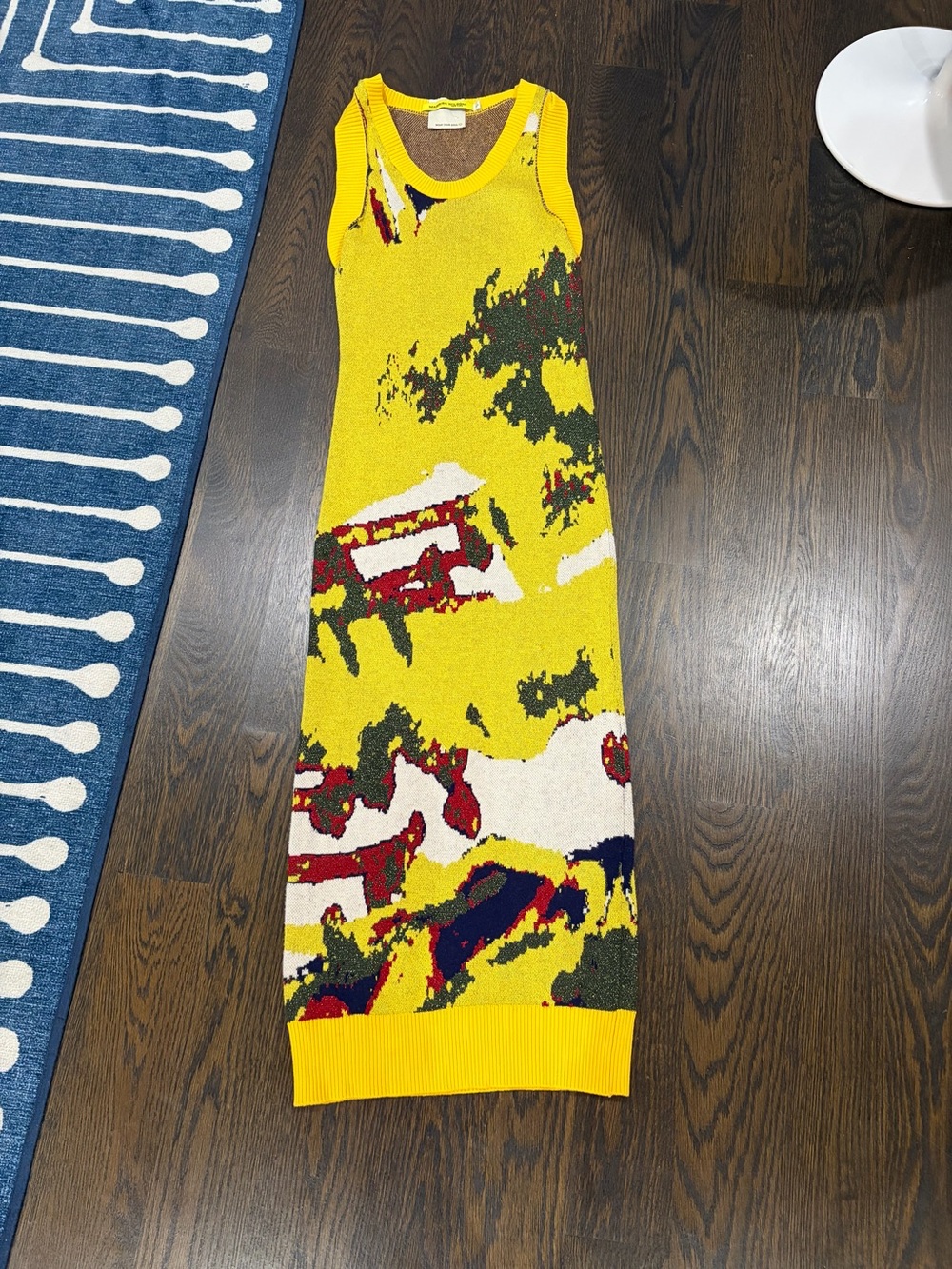 Marrisa Wilson Yellow Graphic Jacquard Knit Maxi Dress S